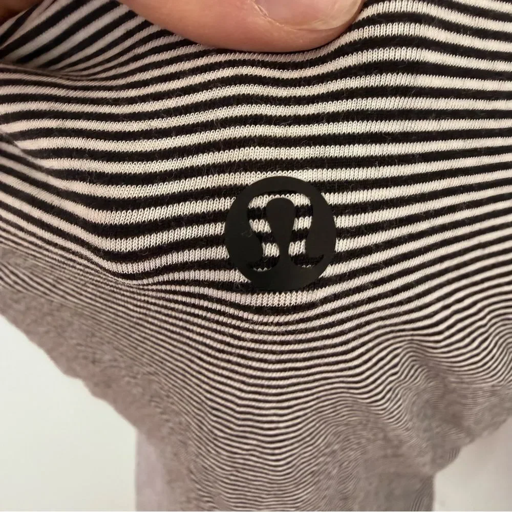 lululemon athletica Black and White Microstripe Scoop Tee - Size 6